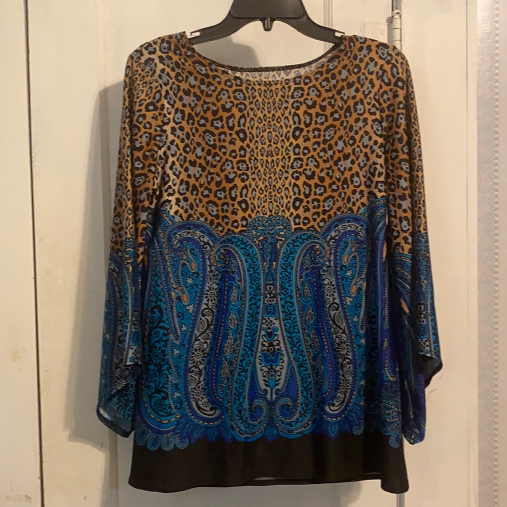 Classy Leopard Paisley Blouse SZ SM MED